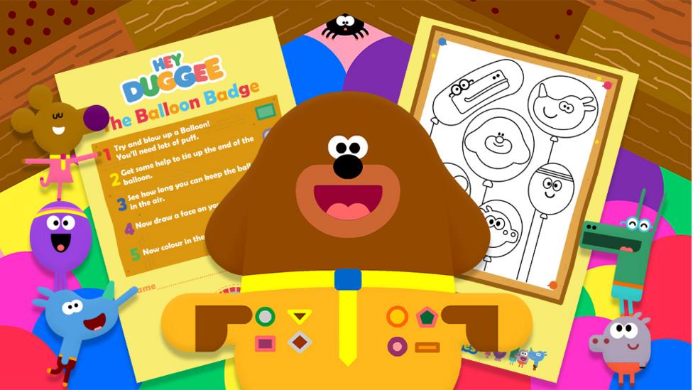 Hey Duggee balloon badge party