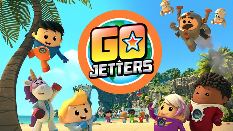 The Go Jetters and Ubercorn on the beach