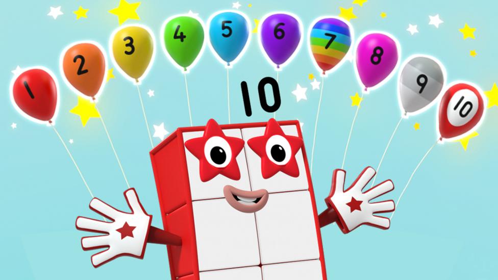 Numberblock ten and ballons