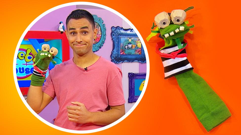 Ben from CBeebies with Wally the Welly sock puppet.