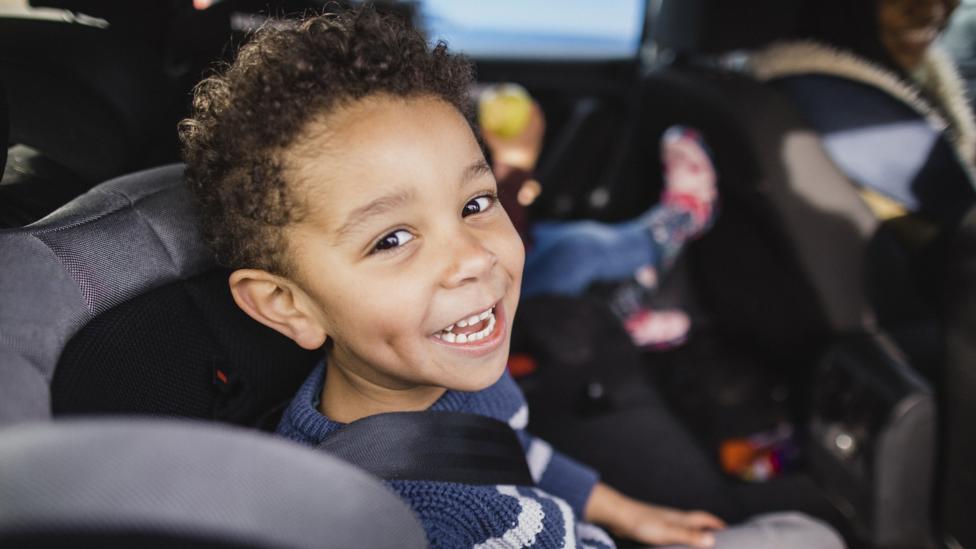 Winter car journey with children.