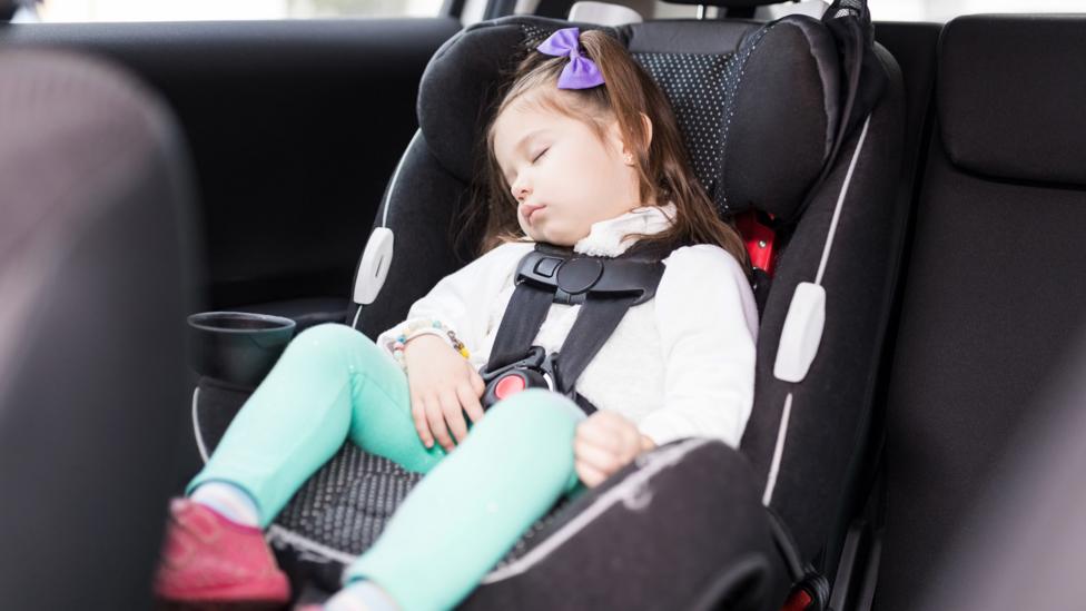 Winter car journey with children.