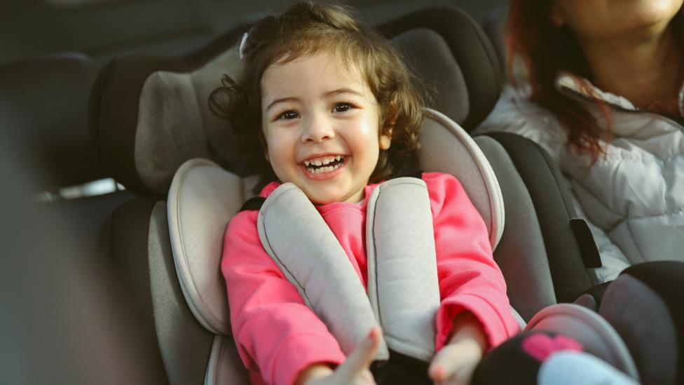 Winter car journey with children.