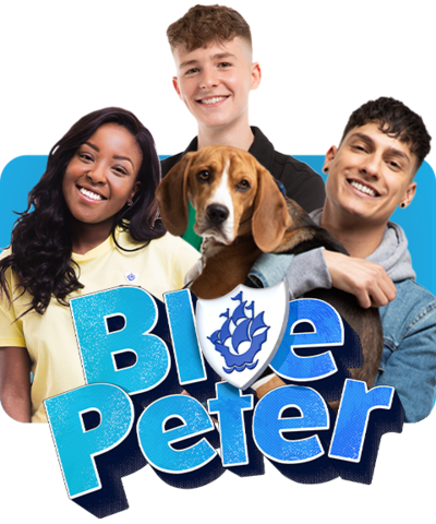 Adam, Mwaksy, Richie and Henry, the Blue Peter dog.