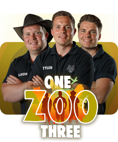 The presenters of OneZooThree and the logo