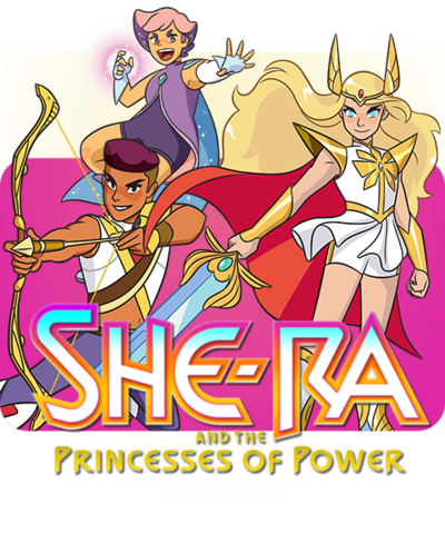 Brand page for She-Ra featuring pictures of the main cast.