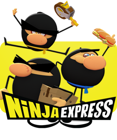 Three ninjas from Ninja Express pose, leap and do ninja things!