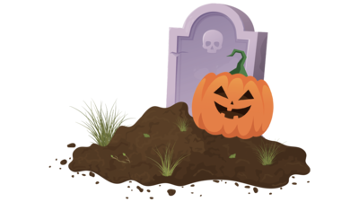 A grave and a pumpkin