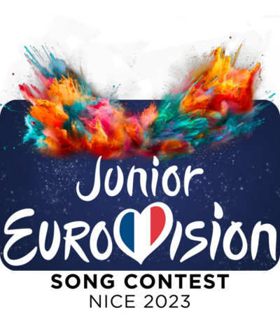 A burst of colours, and the words 'Junior Eurovision' with a French flag in the centre.