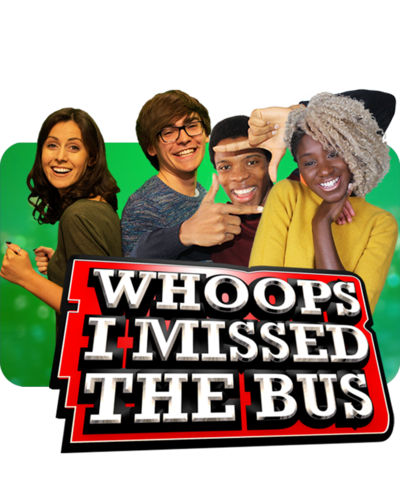Whoops I missed the Bus Brand Images for website- with Myles, Laura, Teecee and Rhys and the Whoops branding