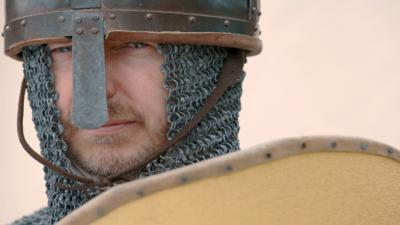 A man dressed for the famous 1066 Battle of Hastings