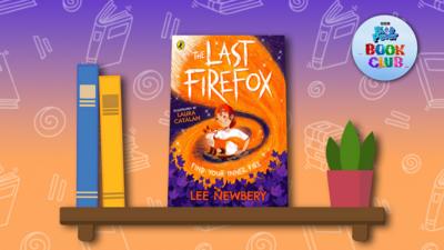The book 'The Last Firefox' by Lee Newbery sits on a illustrated shelf.