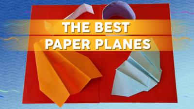 Four paper planes on a colourful background, text reads "The best paper planes", it is a paper plane folding tutorial.