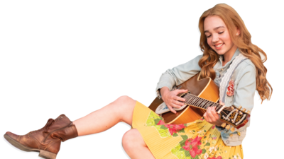 A girl with a guitar.