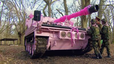 Marrying Mum and Dad  - The Bride arrives in a tank!