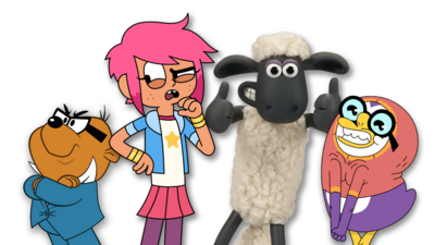 Summer Toon Takeover onward journey image featuring Penfold from Danger Mouse, Girl from BGDCMC, Shaun from Shaun the Sheep and Oswaldo.