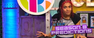 Image of CBBC HQ's Alishea in HQ, with 'The Next Step: Season 8 Predictions' in The Next Step font in the foreground.
