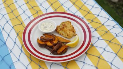 My World Kitchen - Esmae’s Norfolk Fish with Sweet Potato Wedges and Tartar sauce