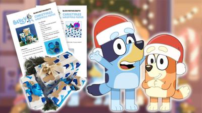 Make your own Bluey Christmas wrapping paper.