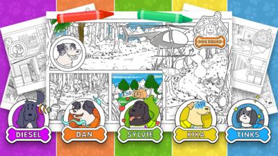 Colour in Dog Squad missions on CBeebies.