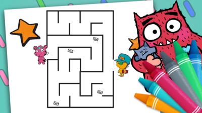 Colour in and play your own Love Monster activity sheet.