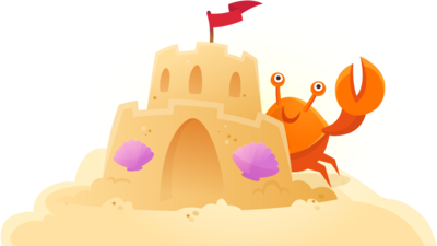 sandcastle and a crab