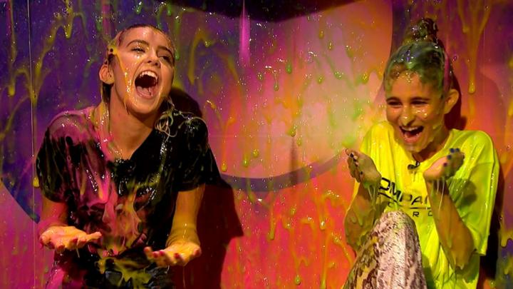 Vloggers Olivia Grace and Lovevie get slimed - CBBC - BBC