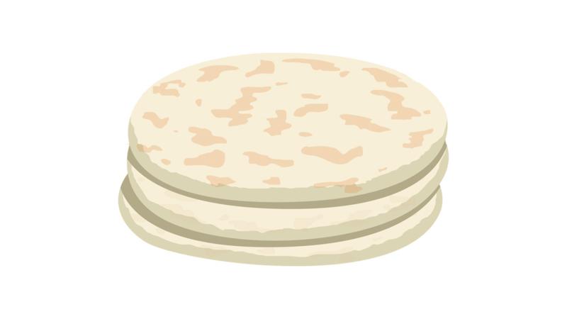 A cartoon stack of flatbreads