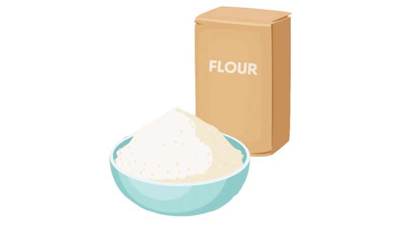 A cartoon bag of flour