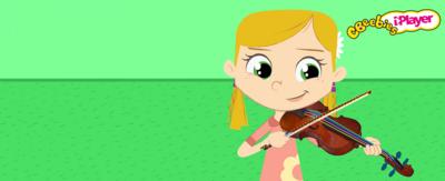 Animated girl playing a violin.