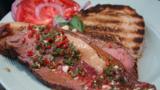 Barbecued sirloin with chimichurri sauce