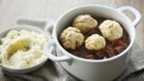 Beef and chorizo with horseradish mash and rosemary dumplings