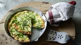 Broad bean and feta frittata