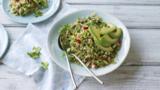 Rice bowl with ginger, radish and avocado