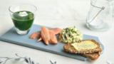 Smoked trout with watercress purée and chopped egg salad