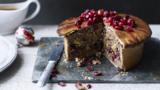 Vegetarian nut roast pie with cranberries 