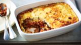 Red lentil and aubergine moussaka