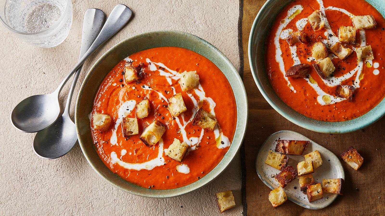 Air fryer roasted red pepper soup