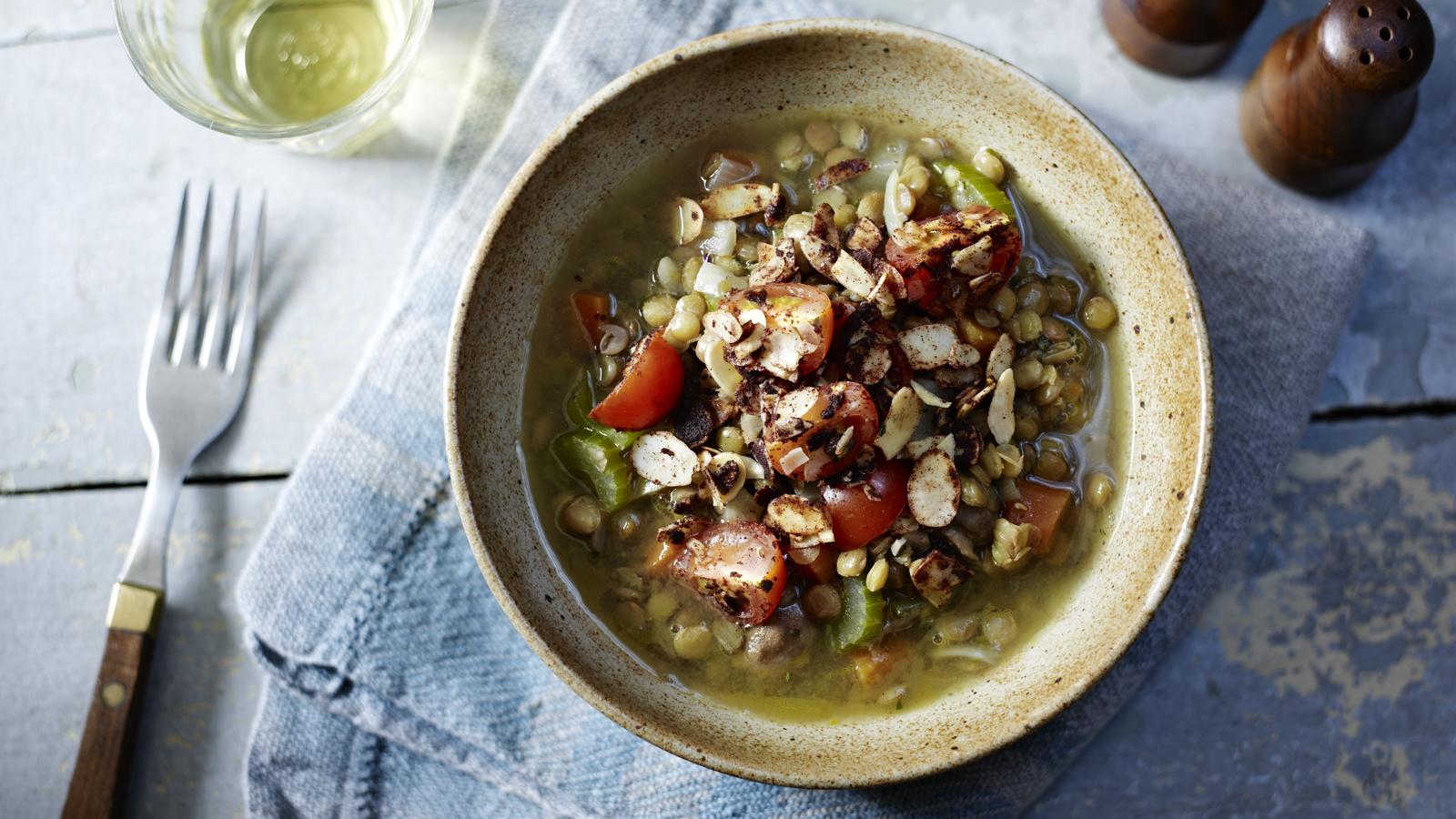 Almond lentil stew