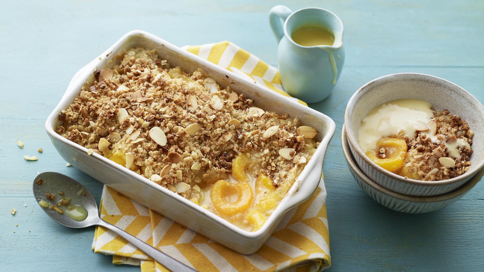 Tinned apricot crumble with marzipan recipe - BBC Food