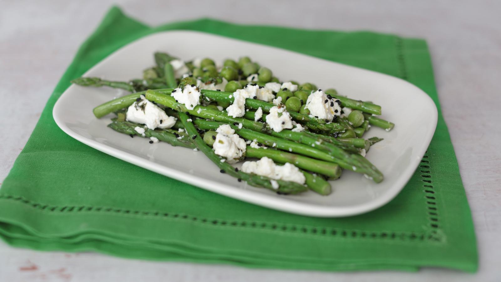 Asparagus, pea, feta and mint salad