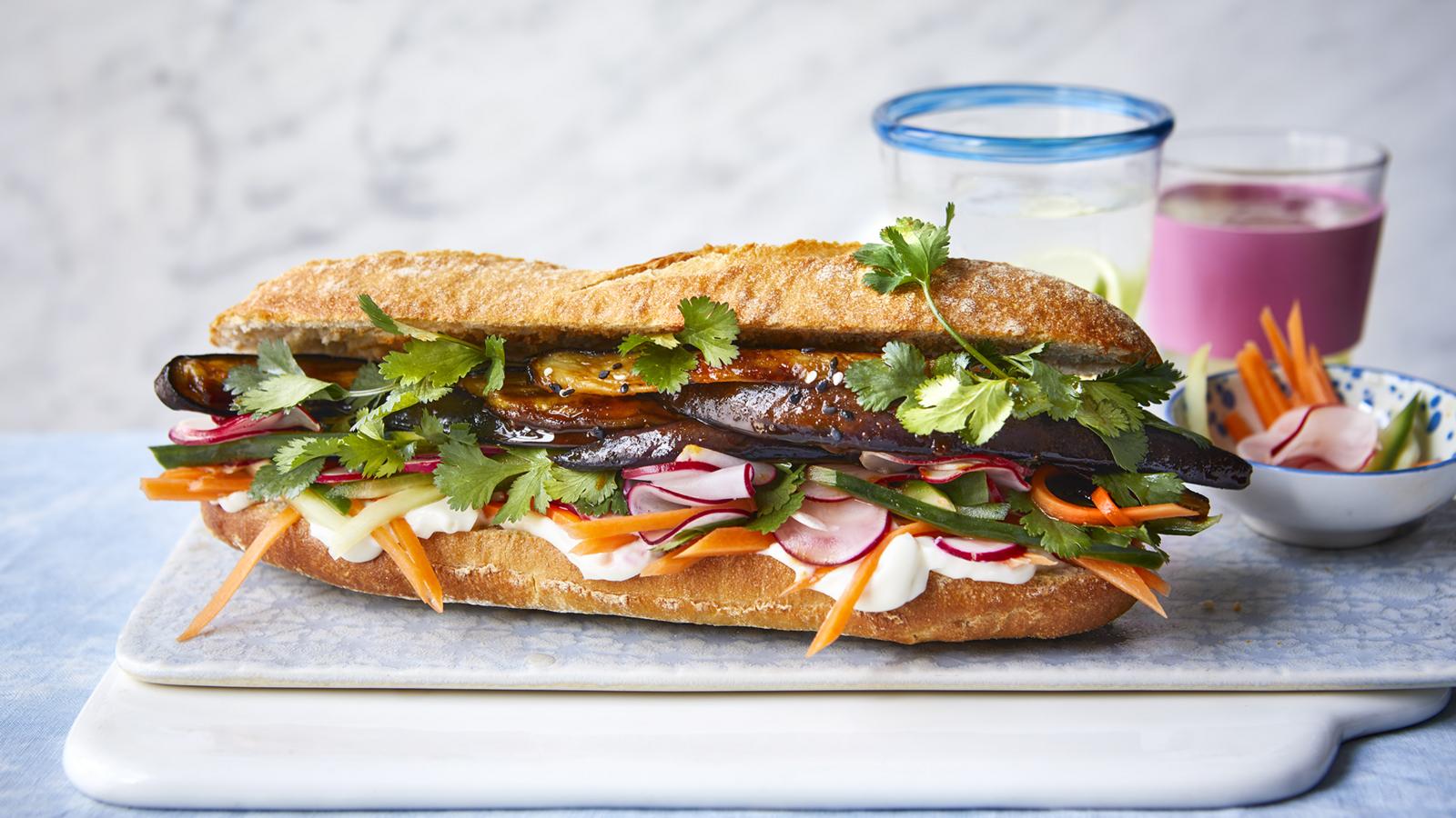 Sticky aubergine banh mi 