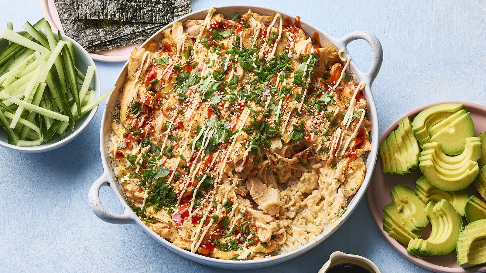 Baked salmon sushi tacos