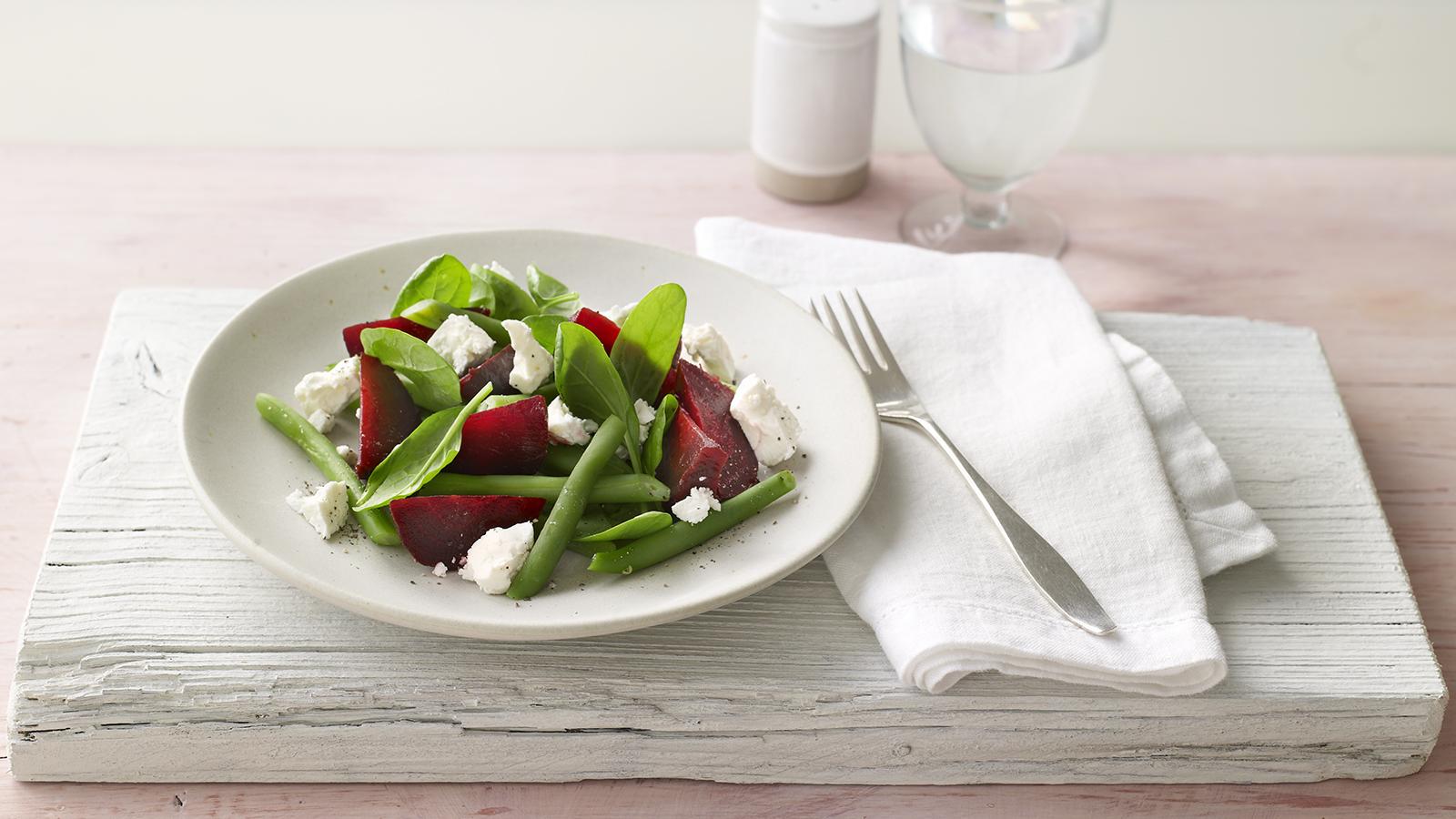 Beetroot, green bean and feta salad