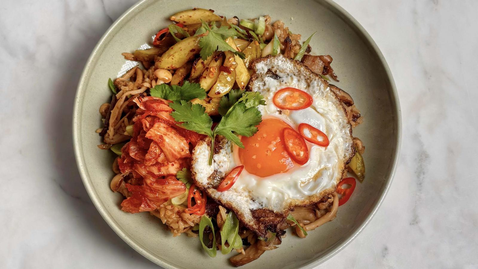 Mushroom and shrimp fried rice
