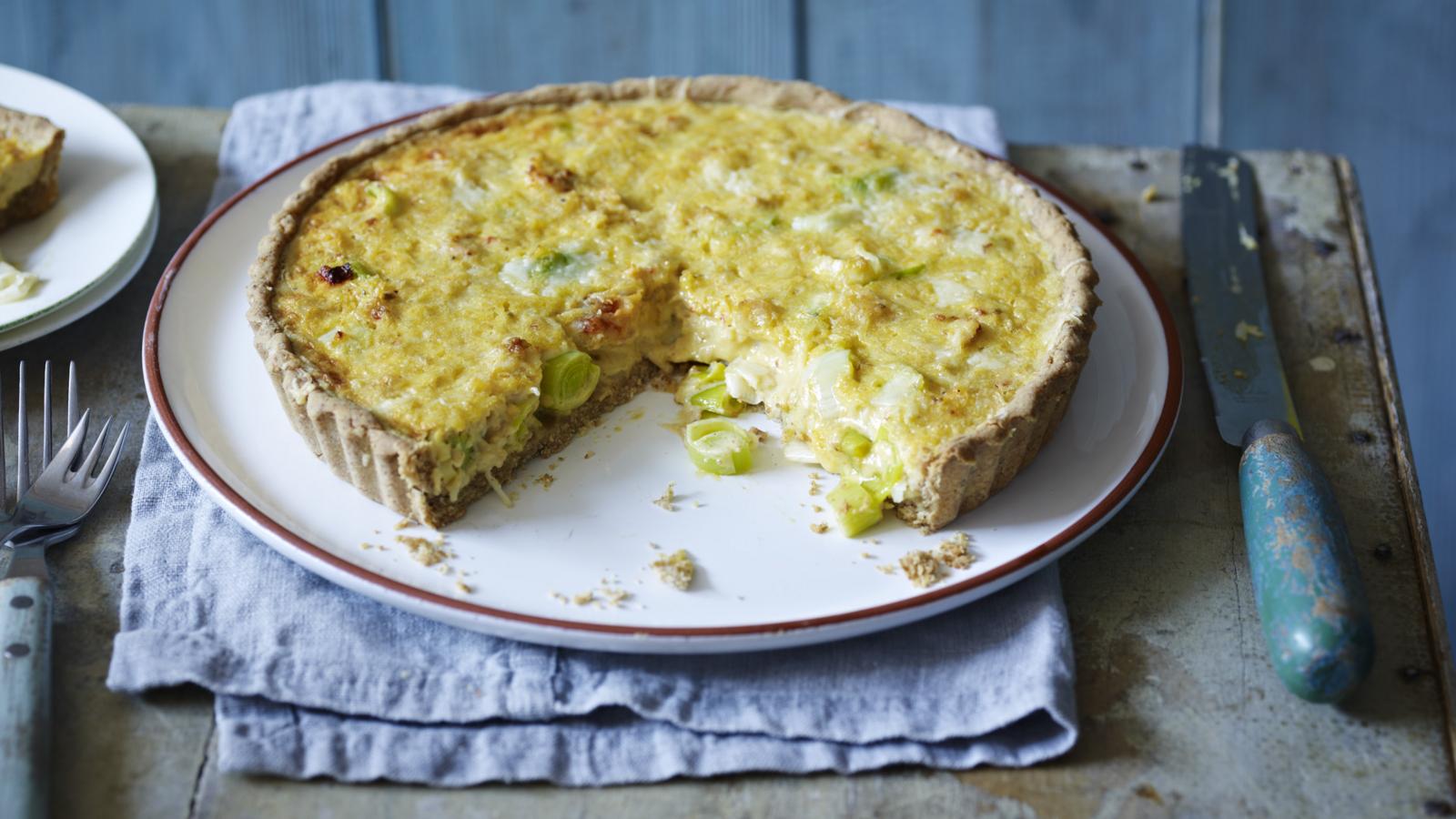 Crab and leek tart