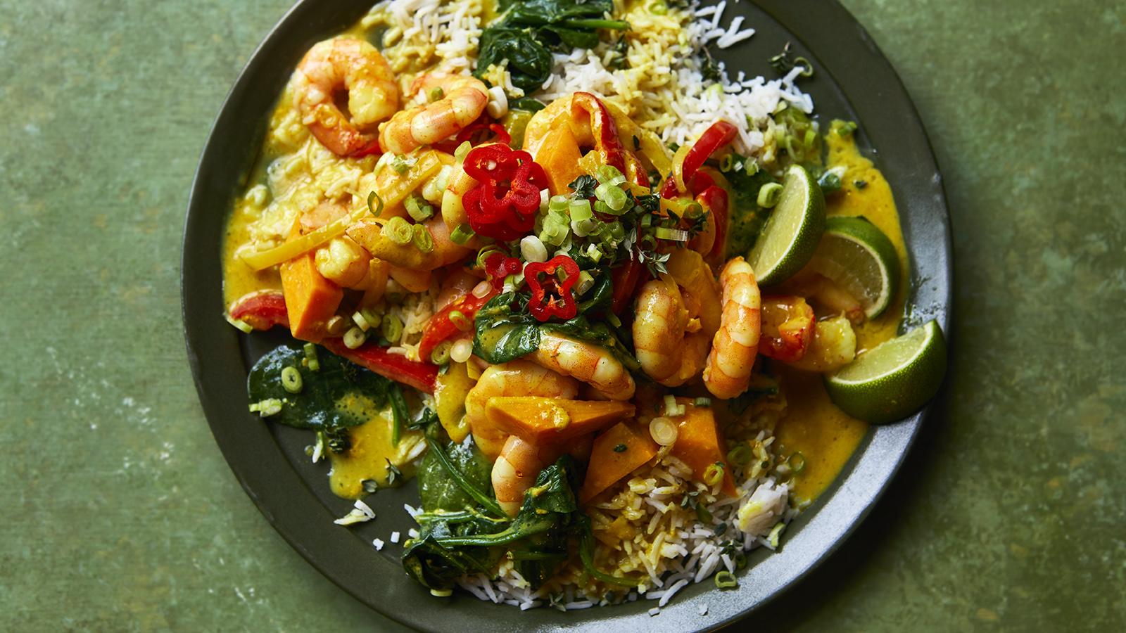 Caribbean prawn curry
