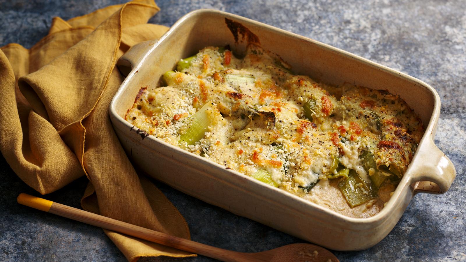 Fennel, leek and squash gratin with hazelnuts recipe - BBC Food