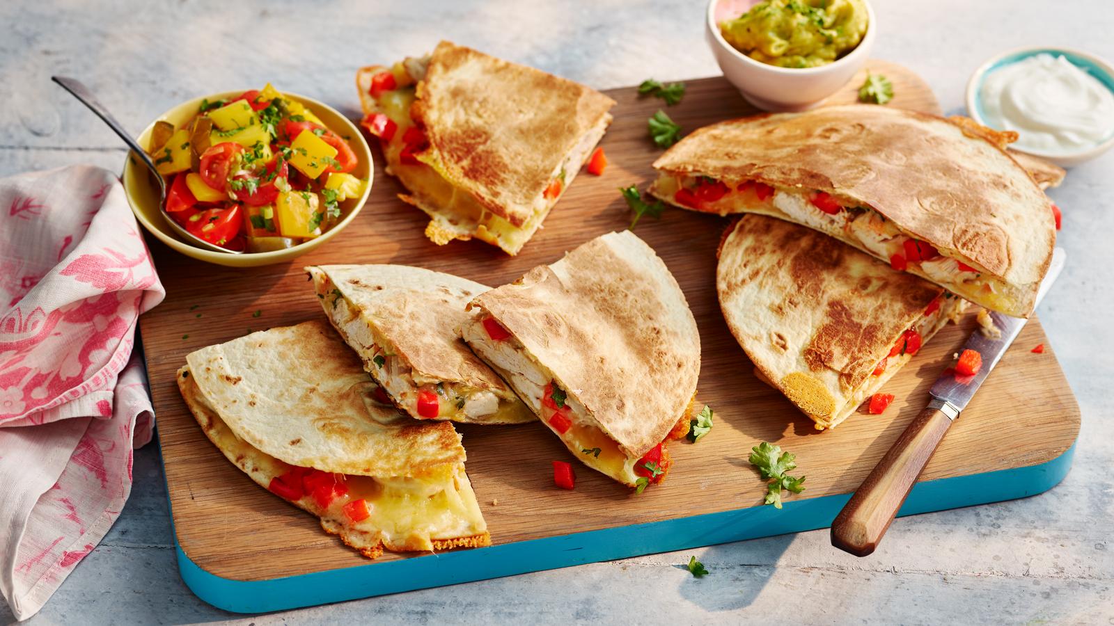 Chicken and cheese quesadillas