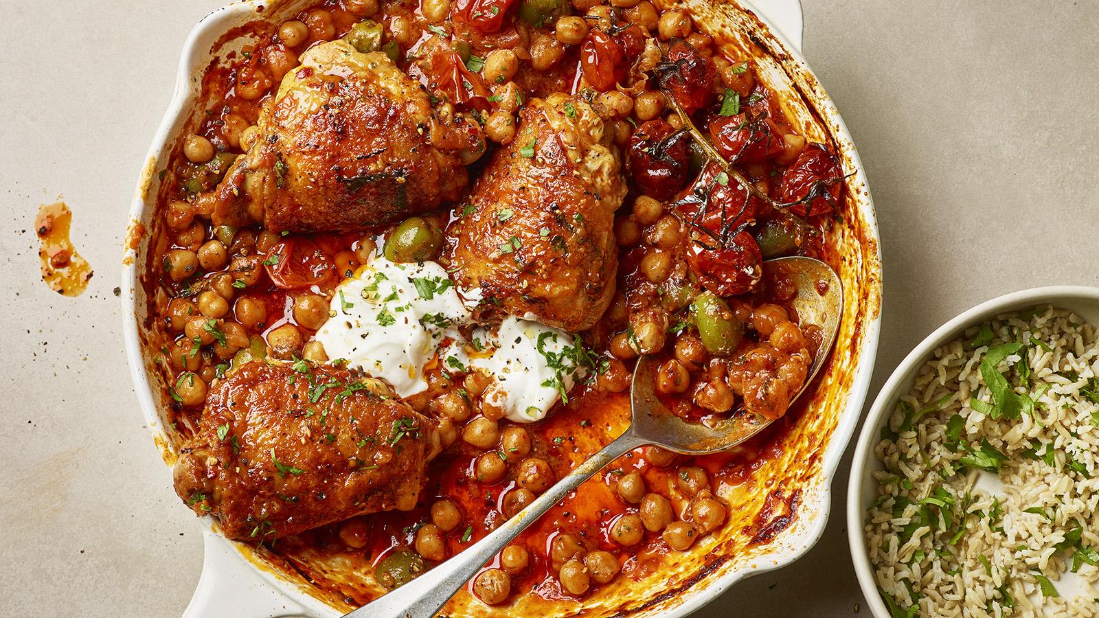 One pan harissa chicken and chickpeas